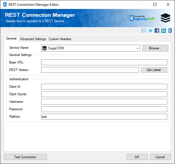 SSIS REST SugarCRM Connection Manager